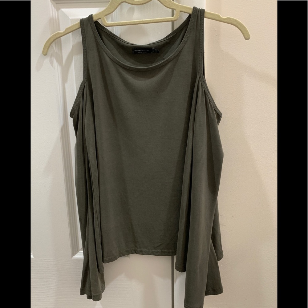 Bershka Cold Shoulder Bell Sleeve Top